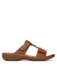 Rieker Klapki 60822-24 Brązowy. Brązowe klapki damskie Rieker, bez wzorów, z materiału, bez obcasa. Za 239.99 zł.