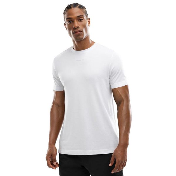 Męska koszulka treningowa z krótkim rękawem Fitness Siroko Salt. Białe t-shirty sportowe męskie SIROKO, m, z materiału, bez ramiączek, do biegania. Za 68.00 zł.