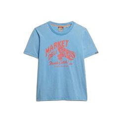 Koszulka damska Superdry Roadside Trade. Niebieskie t-shirty damskie Superdry., uniwersalny, bez wzorów, z materiału, bez kołnierzyka. Za 202.95 zł.