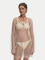 Desigual Sukienka plażowa Flow 25SWMK22 Beżowy Regular Fit. Brązowe sukienki damskie Desigual, na plażę, l, bez wzorów, z bawełny, bez kołnierzyka, bez ramiączek. Za 249.99 zł.