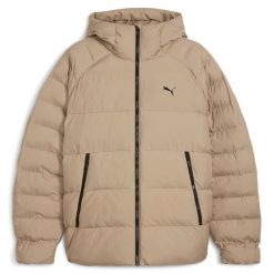 Kurtka z kapturem Puma Mono. Brązowe kurtki treningowe męskie Puma, bez wzorów, do biegania. W wyprzedaży za 551.50 zł.