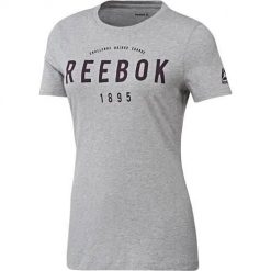Koszulka sportowa damska Reebok Basic 1895 Tee. Szare bluzki sportowe damskie Reebok, bez wzorów, bez ramiączek. Za 109.00 zł.
