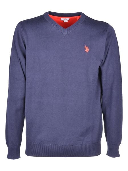 U.S. Polo Assn. Sweter w kolorze granatowym rozmiar: M. Niebieskie swetry męskie U.S. Polo Assn., m, bez wzorów, z bawełny, bez kołnierzyka. Za 156.61 zł.