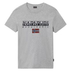 Koszulka sportowa męska Napapijri z krótkim rękawem. Szare t-shirty sportowe męskie Napapijri, m, bez ramiączek, trekkingowe. Za 119.99 zł.
