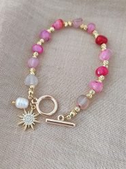 Nakkash Pozłacana bransoletka z kamieniami szlachetnymi rozmiar: onesize. Różowe bransoletki damskie Nakkash, pozłacane. Za 39.99 zł.