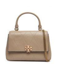Tory Burch Torebka Charlie Quilted Mini Top Handle Chain Wallet 186032 Beżowy. Brązowe torebki klasyczne damskie Tory Burch, bez wzorów, ze skóry, bez dodatków. Za 2,024.00 zł.