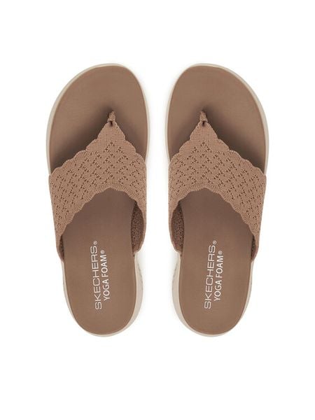 Skechers Japonki Ultra Flex 3.0 119971/MOC Beżowy. Brązowe klapki damskie Skechers, bez wzorów, z materiału, bez obcasa. Za 229.99 zł.