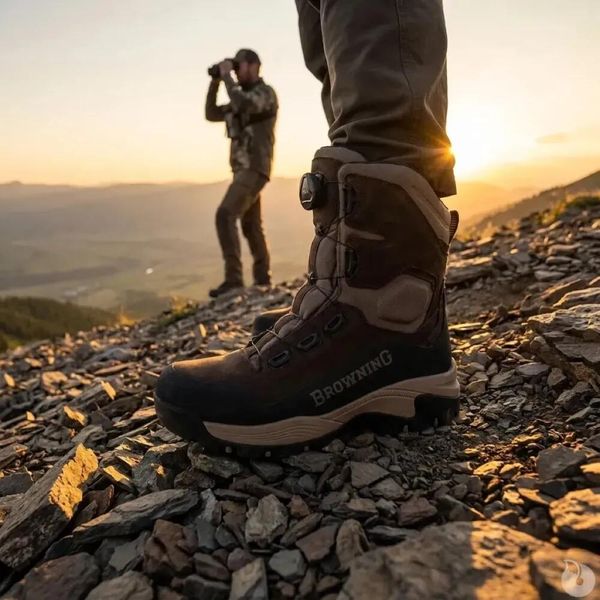 Buty myśliwskie Browning Hunstman II. Brązowe buty trekkingowe męskie Browning, z nylonu, bez zapięcia, outdoorowe, primaloft. Za 791.00 zł.