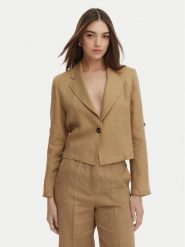 Marella Marynarka Papiro 2615041042 Beżowy Regular Fit. Brązowe marynarki i żakiety damskie Marella, bez wzorów, ze lnu. Za 779.99 zł.