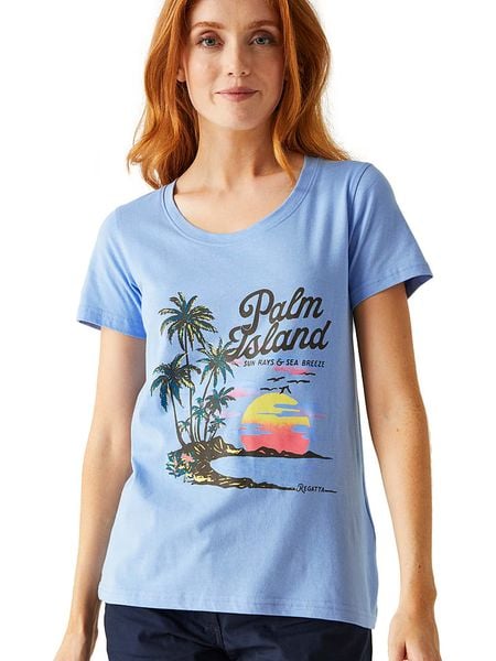 Regatta Koszulka "Filandra VIII" w kolorze niebieskim rozmiar: 50. Niebieskie bluzki damskie Regatta, bez wzorów, z bawełny, bez kołnierzyka, bez ramiączek. Za 50.95 zł.