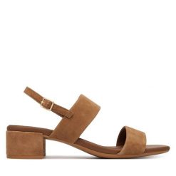 Sandały ECCO. Brązowe sandały damskie ECCO, bez wzorów, bez obcasa, na słupku. Za 569.99 zł.