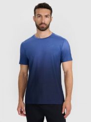4F Koszulka treningowa szybkoschnąca męska - granatowa L. Niebieskie t-shirty sportowe męskie 4f, l, z elastanu, bez ramiączek, na fitness i siłownię. Za 119.99 zł.