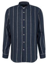 Bugatti Koszula 9550-78954C Granatowy Casual Fit. Niebieskie koszule męskie Bugatti, m, bez wzorów, ze lnu, bez kołnierzyka, bez ramiączek. Za 479.99 zł.