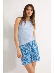 Josephine & Co Szorty "Djess" w kolorze niebieskim rozmiar: 40. Niebieskie szorty damskie Josephine & Co, bez wzorów, z bawełny, z podwyższonym stanem. Za 162.49 zł.