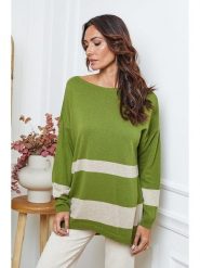 So Cachemire Sweter "Ellev" w kolorze zielono-beżowym rozmiar: L. Zielone swetry klasyczne damskie So Cachemire, l, z kaszmiru, bez kołnierzyka. Za 235.50 zł.