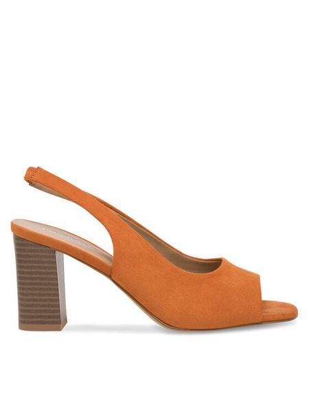 Clara Barson Sandały WYL3119-13 Pomarańczowy. Brązowe sandały damskie Clara Barson, bez wzorów, z materiału, bez obcasa, na słupku. Za 129.99 zł.