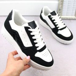 Buty sportowe sneakersy damskie biało czarne panda McBraun 23263. Białe buty sportowe na co dzień damskie McBraun, bez wzorów, ze skóry ekologicznej. Za 64.00 zł.