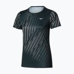 Koszulka do biegania damska Mizuno Core Graphic Tee. Czarne topy sportowe damskie Mizuno, s, bez wzorów, z materiału, bez ramiączek. Za 169.99 zł.