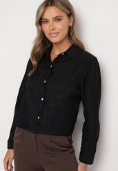 Czarna Koszula z Ozdobnym Haftem z Cyrkoniami Evelinarae. Czarne koszule damskie Born2be, l, z aplikacjami, z jeansu, biznesowe, bez kołnierzyka, bez ramiączek. Za 39.99 zł.