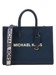 Michael Kors Skórzana torebka w kolorze granatowym - 35 x 27 x 12 cm rozmiar: onesize. Niebieskie torebki klasyczne damskie Michael Kors, bez wzorów, z materiału, bez dodatków. Za 1,273.88 zł.