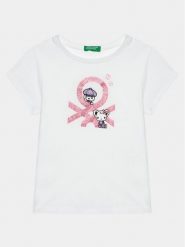 United Colors Of Benetton T-Shirt 3I1XG10D6 Biały Regular Fit. Białe koszulki dziewczęce United Colors Of Benetton, bez wzorów, z bawełny, bez ramiączek. Za 39.99 zł.