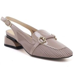 Skórzane sandały damskie lakierowane beżowe Artiker 56C1996. Brązowe sandały damskie Artiker, bez wzorów, z lakierowanej skóry, bez obcasa. Za 269.99 zł.