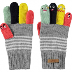 Barts - Rękawiczki dziecięce Puppet. Szare rękawiczki dziecięce Barts, z dzianiny, bez ramiączek. W wyprzedaży za 79.90 zł.