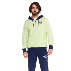 Bluza z bawełna z kaptur na siłownia na czas wolny. Czarne bluzy sportowe męskie LEONE 1947 APPAREL, bez wzorów, z bawełny, sportowe, bez kołnierzyka, bez ramiączek. W wyprzedaży za 179.45 zł.