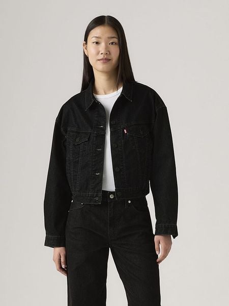 Levi's Kurtka dżinsowa w kolorze czarnym rozmiar: L. Czarne kurtki damskie Levi's, l, z aplikacjami, z bawełny, bez kaptura. Za 301.64 zł.