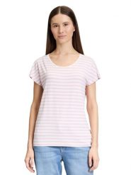 CARTOON Koszulka w kolorze biało-jasnoróżowym rozmiar: 46. Białe bluzki damskie Cartoon, bez wzorów, bez kołnierzyka. Za 43.99 zł.