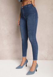 Granatowe Jeansy Skinny High Waist Vivizo. Niebieskie jeansy damskie Renee, z podwyższonym stanem. Za 79.99 zł.