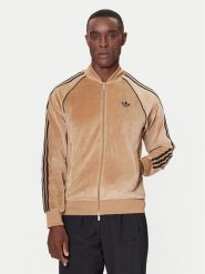 Adidas Bluza SST adicolor Velour JX1561 Beżowy Loose Fit. Brązowe bluzy bez kaptura męskie Adidas, m, z bawełny. Za 309.99 zł.
