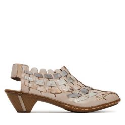 Czółenka Rieker. Brązowe czółenka damskie Rieker, bez wzorów, bez obcasa, na obcasie. Za 349.99 zł.