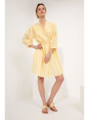 Josephine & Co Sukienka "Gracy" w kolorze żółtym rozmiar: 40. Żółte sukienki damskie Josephine & Co, na co dzień, bez wzorów, z bawełny, bez kołnierzyka, bez ramiączek, mini, proste. Za 210.32 zł.