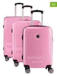 Geographical Norway 3-częściowy zestaw "Santiago" w kolorze jasnoróżowym rozmiar: onesize. Różowe walizki Geographical Norway, bez wzorów, z materiału. Za 347.99 zł.