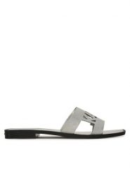 KARL LAGERFELD Klapki Skoot II KL80402 Srebrny. Szare klapki damskie Karl Lagerfeld, bez wzorów, ze skóry, bez obcasa. Za 389.99 zł.