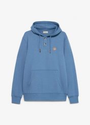 Bluza z kapturem z detalami z imitacji skóry. Niebieskie bluzy sportowe męskie bonprix, m, ze skóry. Za 129.99 zł.
