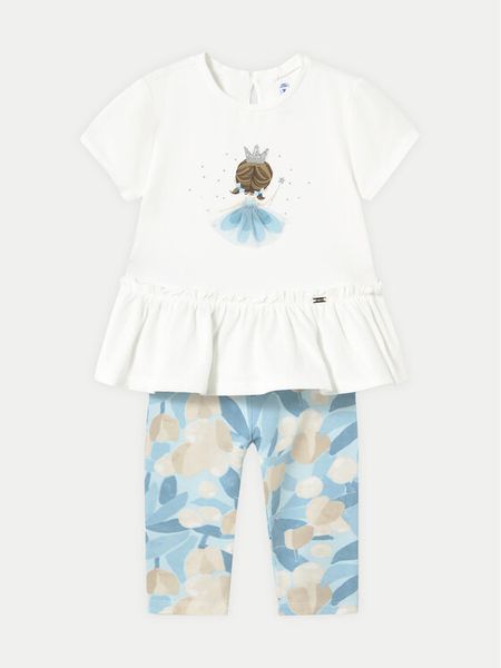 Mayoral Komplet t-shirt i legginsy 1735 Niebieski Regular Fit. Niebieskie koszulki dziewczęce Mayoral, m, bez wzorów, z bawełny, bez ramiączek. Za 79.99 zł.