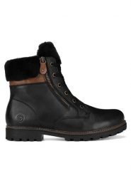 Remonte Botki D8463-01 Czarny. Czarne botki damskie Remonte, ze skóry, bez obcasa, na płaskiej podeszwie, bez zapięcia. Za 377.99 zł.