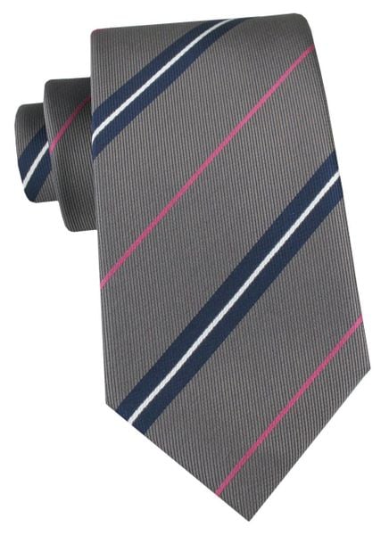 Klasyczny Krawat Klubowy - Alties - Popielato-Beżowy w Prążek. Szare krawaty i muchy męskie Alties, bez wzorów, z tkaniny, eleganckie. Za 49.00 zł.