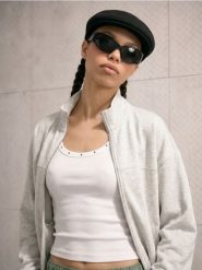 Rozpinana bluza ze stójką z dodatkiem wiskozy "soft touch" - szary. Szare bluzy bez kaptura damskie Sinsay, l, z dzianiny. Za 59.99 zł.