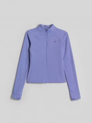 4F Bluza do jogi slim szybkoschnąca damska - niebieska S. Niebieskie bluzy bez kaptura damskie 4f, l, z włókna. Za 199.99 zł.