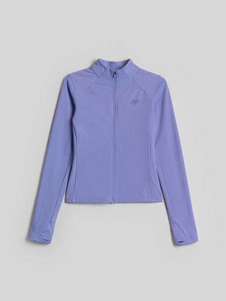 4F Bluza do jogi slim szybkoschnąca damska - niebieska XL. Niebieskie bluzy bez kaptura damskie 4f, l, bez wzorów, z włókna, bez ramiączek, bez kaptura. Za 199.99 zł.