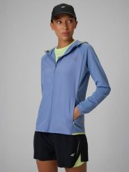 4F Bluza do biegania regular z kapturem damska - niebieska XS. Niebieskie bluzy z kapturem damskie 4f, l, bez wzorów. Za 249.99 zł.