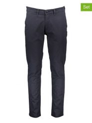 Jack & Jones Spodnie chino (2 pary) w kolorze beżowym i granatowym rozmiar: W33/L32. Brązowe spodnie materiałowe damskie Jack & Jones, bez wzorów, z materiału. Za 110.04 zł.