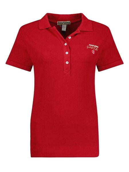 ANAPURNA Koszulka polo "Kelodana" w kolorze czerwonym rozmiar: XXL. Czerwone bluzki damskie ANAPURNA, xxl, bez wzorów, z bawełny, bez kołnierzyka, bez ramiączek. Za 56.53 zł.