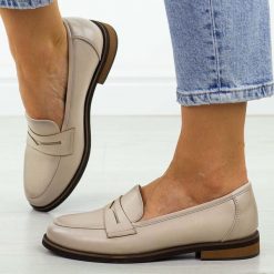 Beżowe lekkie mokasyny damskie Potocki 12573. Brązowe mokasyny damskie POTOCKI, z jeansu. Za 189.00 zł.