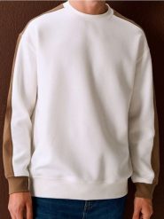 Bluza crewneck z lampasami - kremowy. Białe bluzy bez kaptura męskie Sinsay, l. Za 49.99 zł.