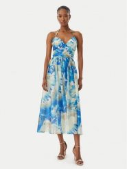 Marciano Guess Sukienka koktajlowa G6GK53 W1985 Niebieski Regular Fit. Niebieskie sukienki damskie Marciano Guess, z aplikacjami, z lyocellu, wizytowe, bez kołnierzyka, bez ramiączek. Za 1,219.00 zł.