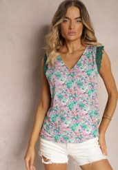 Zielony Top z Wiskozy Bez Rękawów Irislora. Zielone topy damskie Renee, s, bez wzorów, z jeansu, bez kołnierzyka. Za 19.99 zł.
